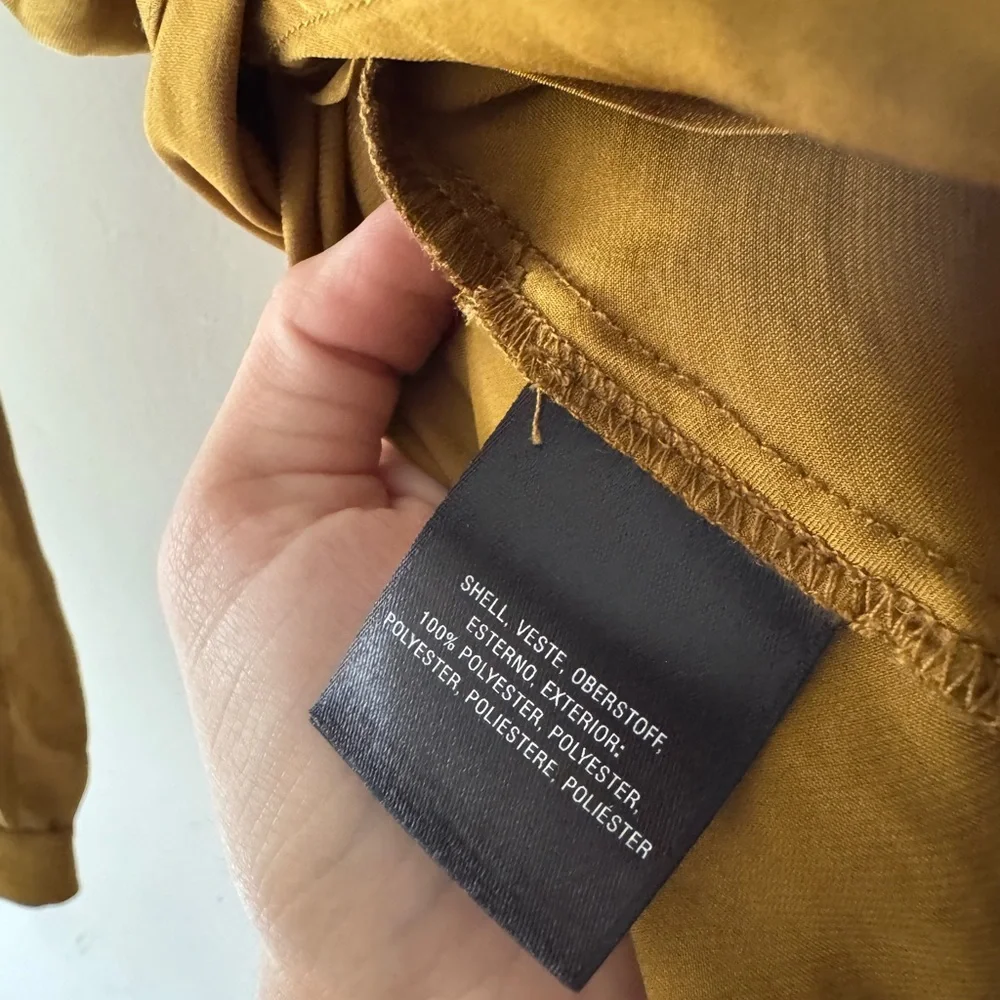 Anthropologie x Moulinette Soeurs Brynn Drapey Satin Faux Wrap Tie Brown Blouse - Picture 8 of 9